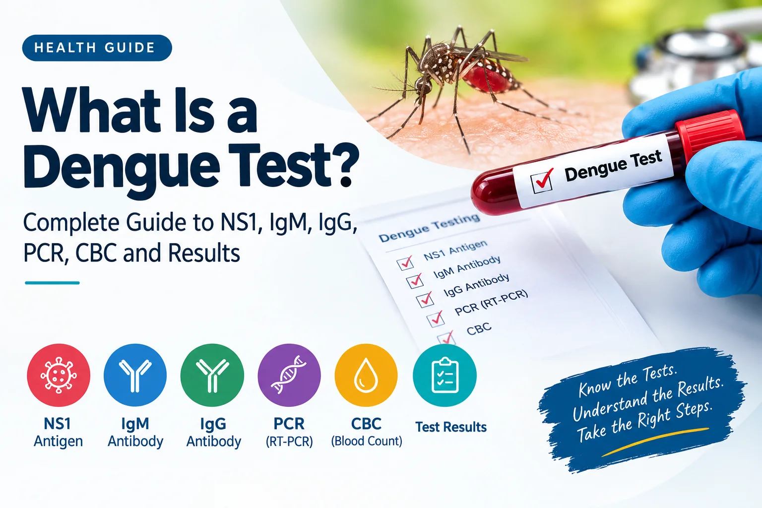 What Is a Dengue Test? Complete Guide to NS1, IgM, IgG, PCR, CBC and Results